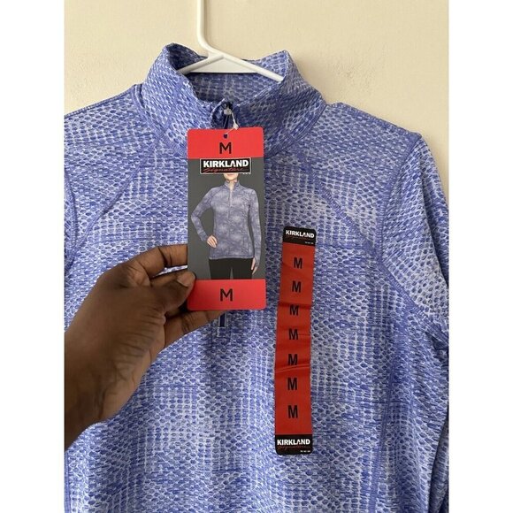 Kirkland Active Pullover Women M Thumbhole Quarter Zip Sweatshirt Purple - Picture 3 of 10